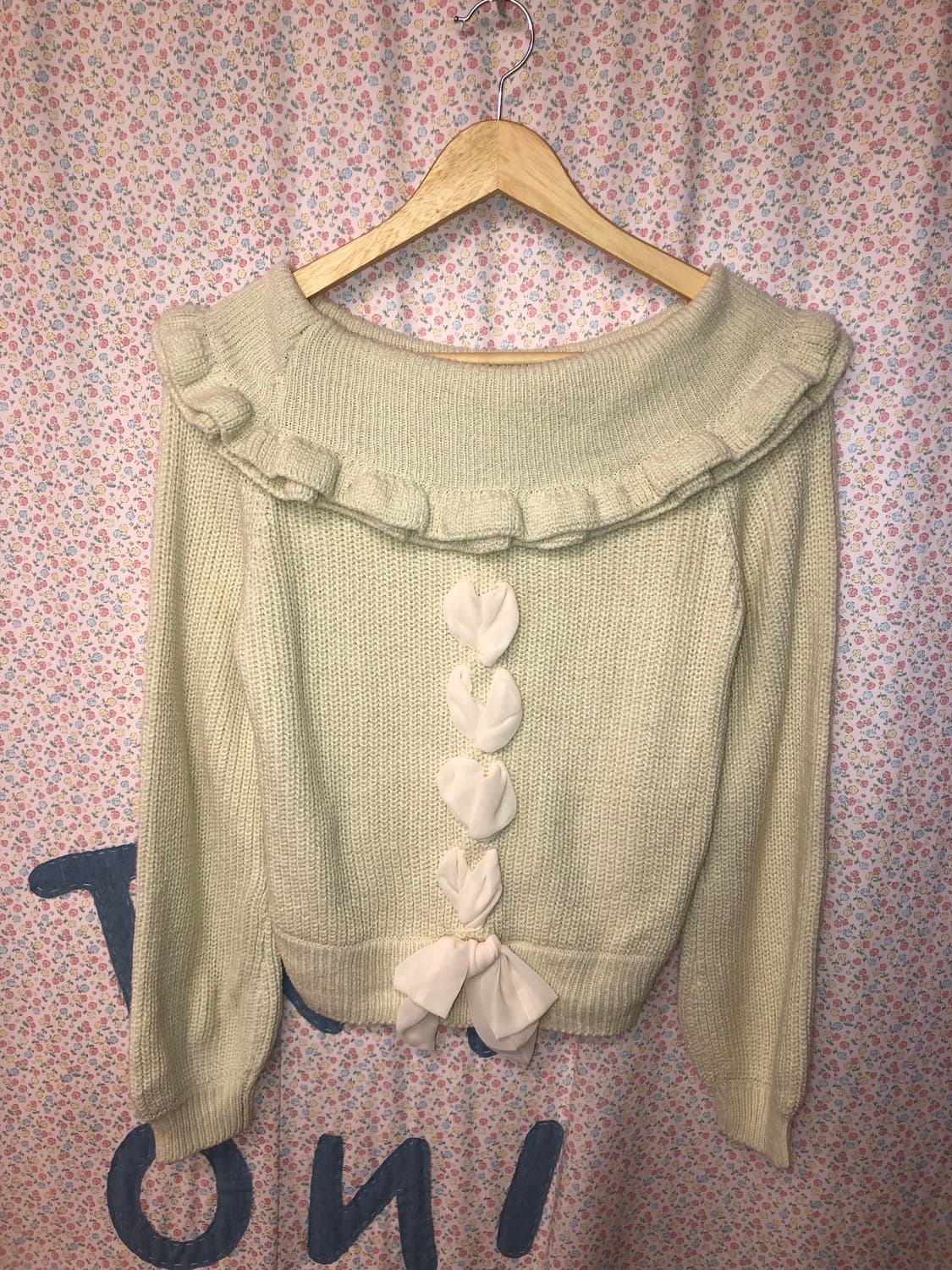 ribbon flare off shoulder knit 상품이미지1