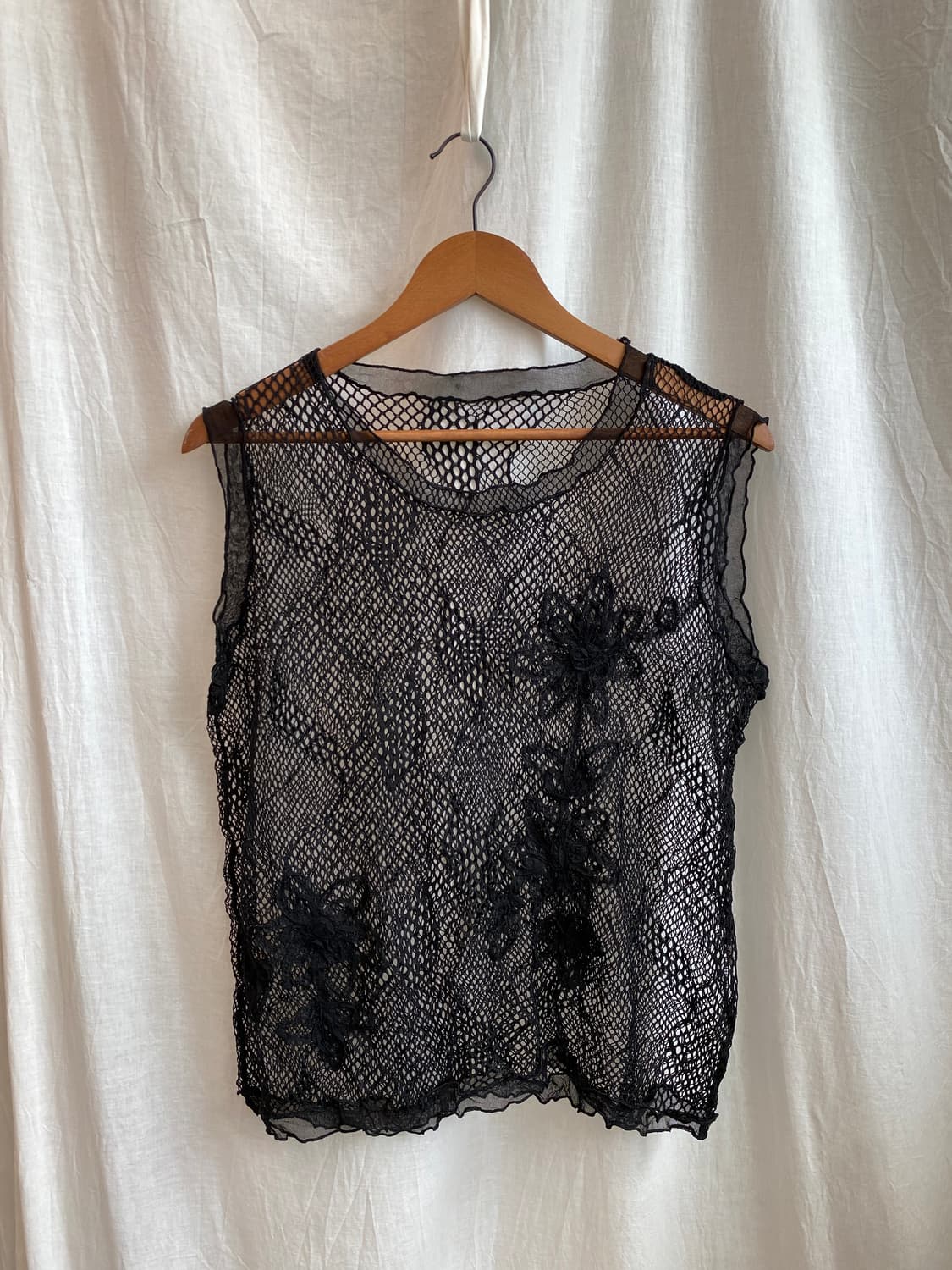 블랙 네트 슬리브리스탑(M) 상품이미지1