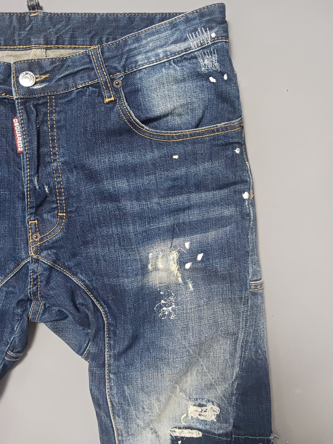 [50] 디스퀘어드2 화이트페인트 스팟 바이커진 청바지 34 35 상품이미지4