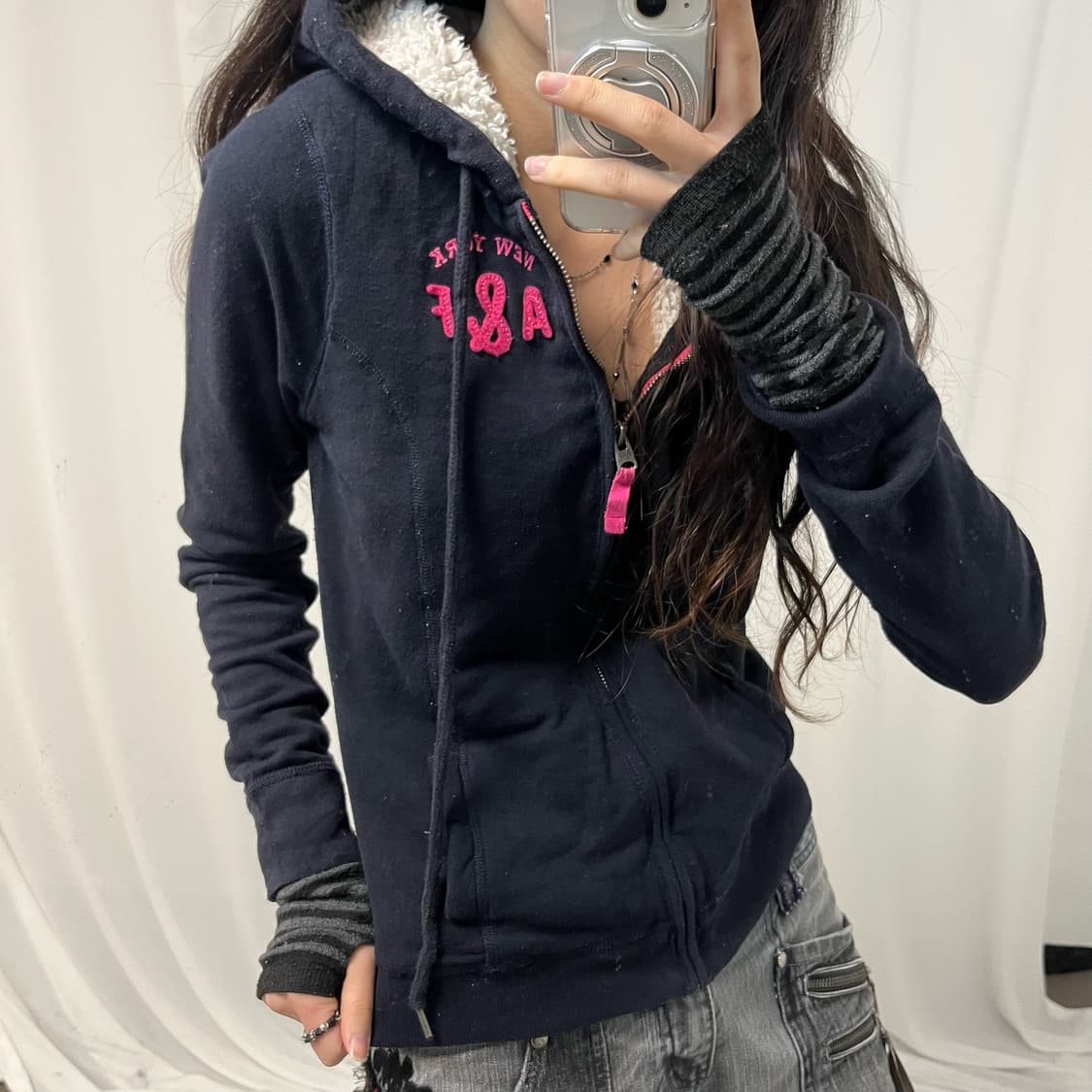 Abercrombie Navy Fleece Hoodie Zip-up 상품이미지3