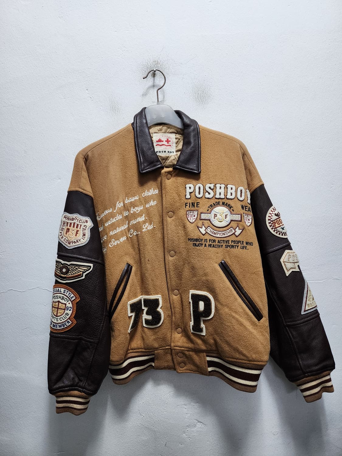 POSHBOY 90s 포쉬보이 WOOL LEATHER 바시티자켓 상품이미지1