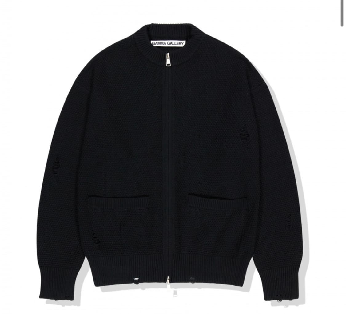 [M] 감마갤러리 데미지 니트 가디건 아이보리,블랙 상품이미지3
