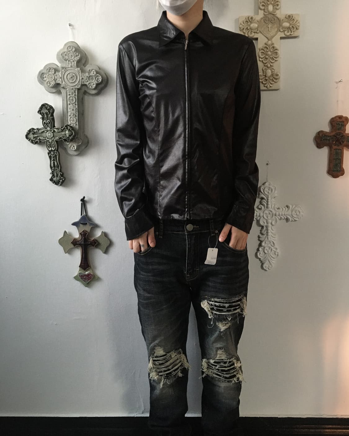 Glossy shirt zip up 상품이미지1