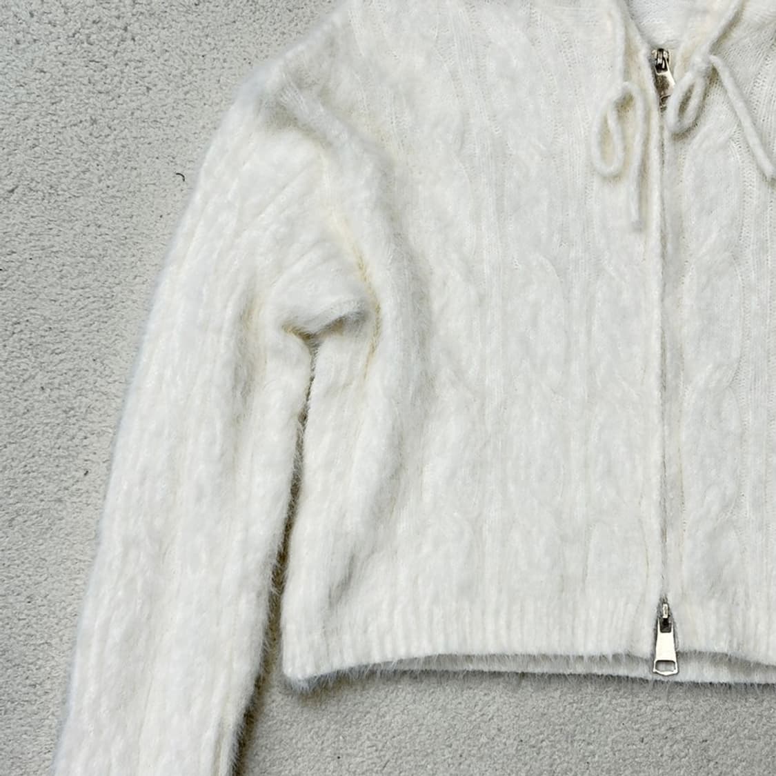 STUDIO WHITE 케이블 니트 집업 후디 F 상품이미지2