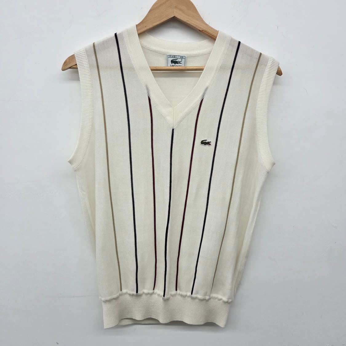 라코스테 스트라이프 니트 베스트 아이보리 남L 상품이미지2