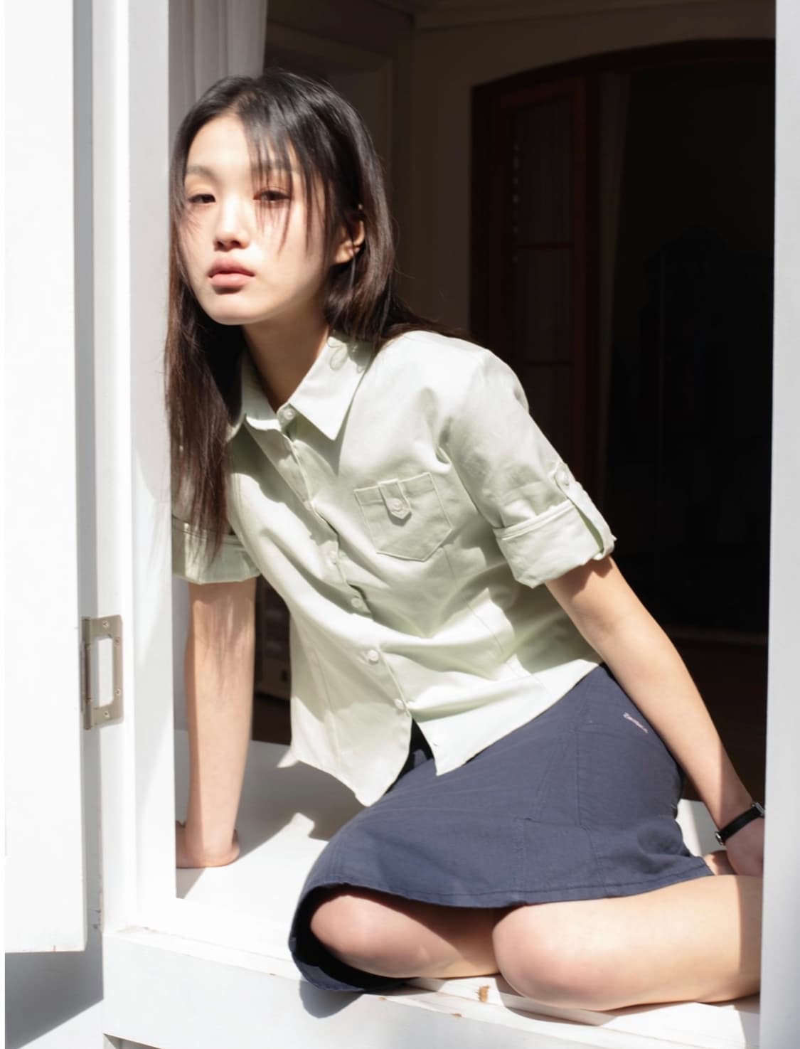 Onska Roll up Oxford Shirt (Mellon) 상품이미지1