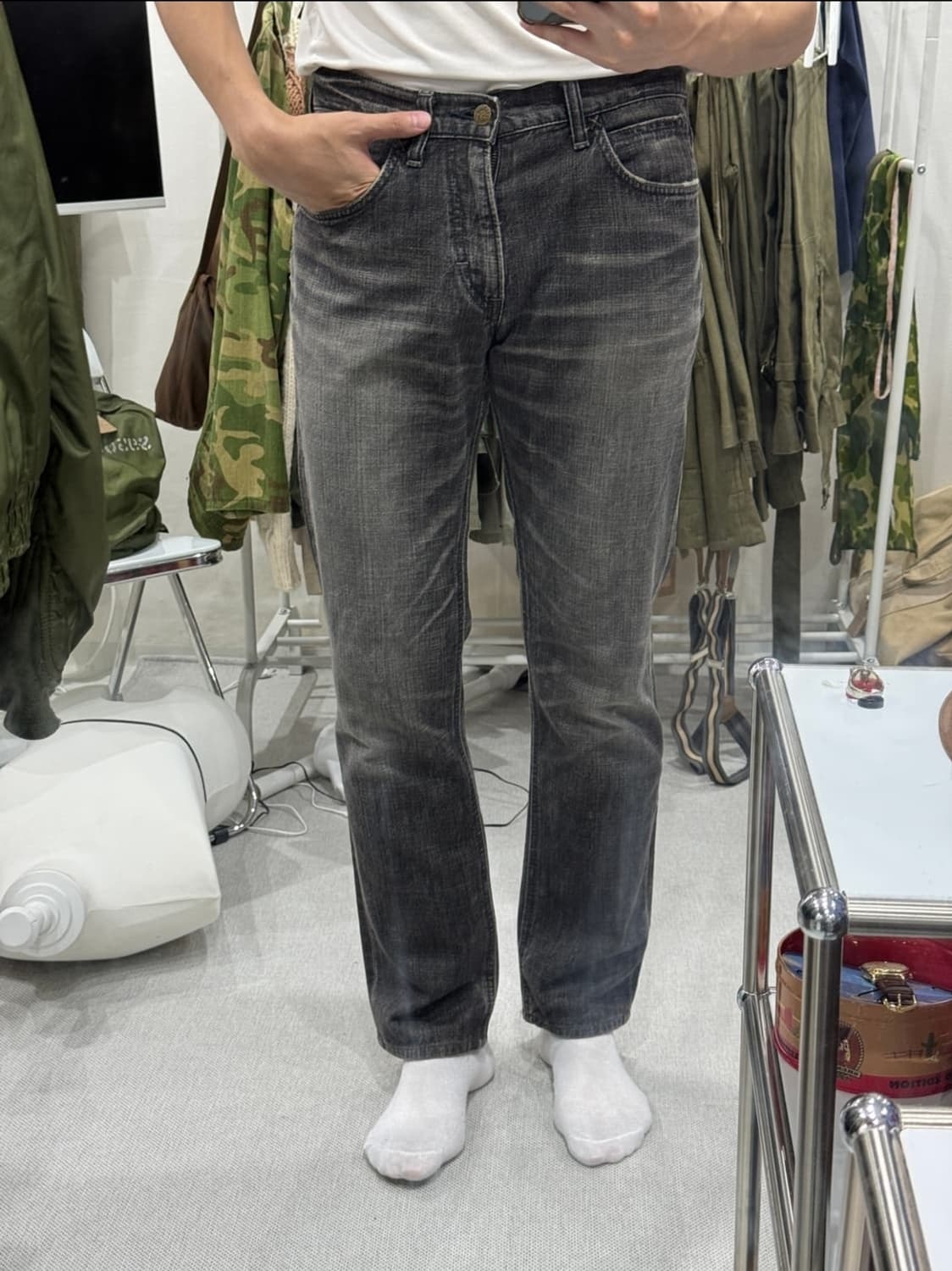 LEE 흑청 그레이 블랙진 워싱진 청바지 32 판매 상품이미지7