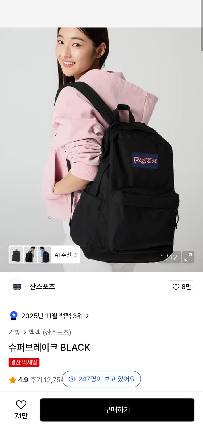 잔스포츠 슈퍼브레이크 백팩 상품이미지2