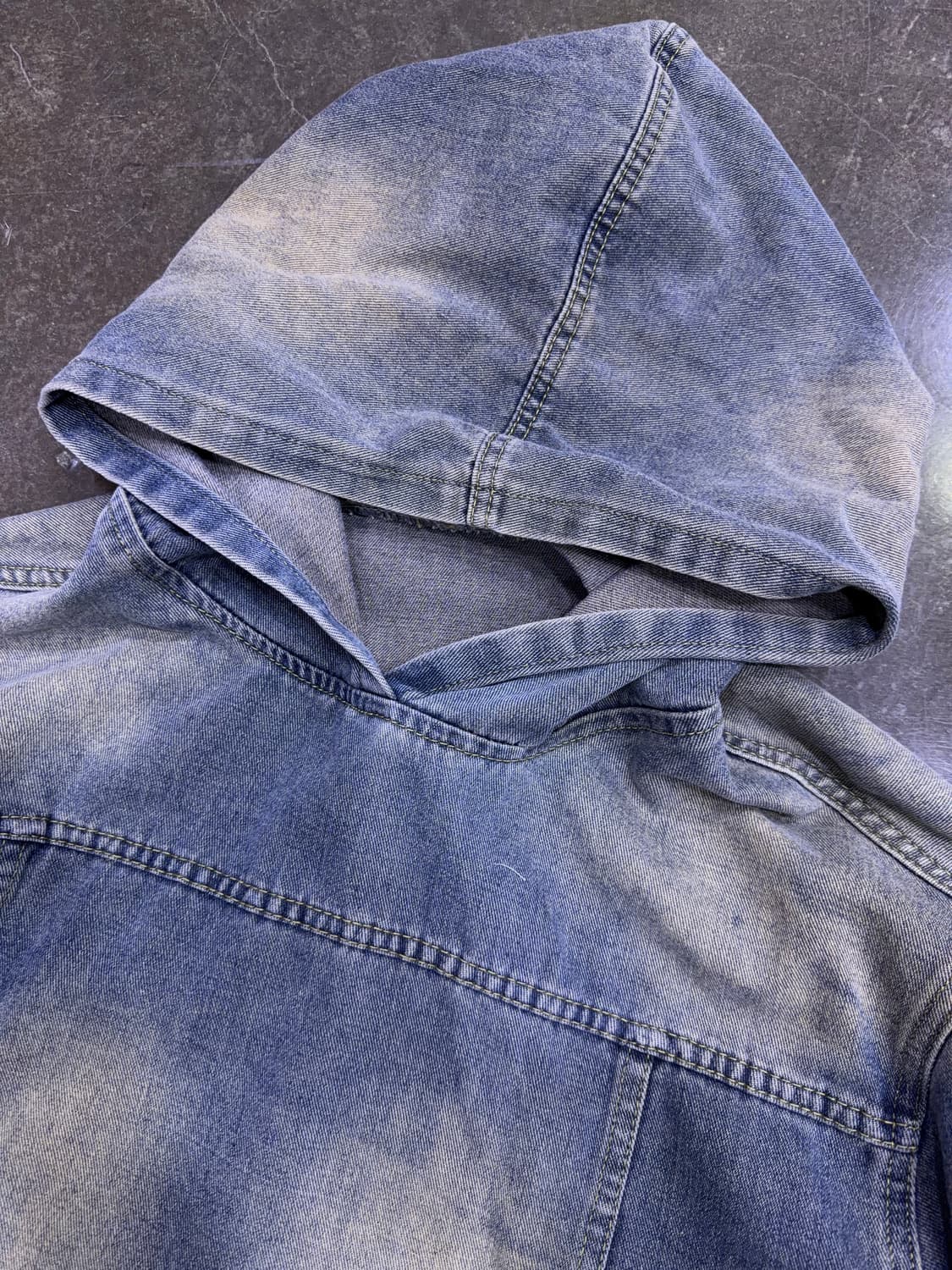 빈티지 워싱 청 데님 캐쥬얼 후드티 후디 L 상품이미지3