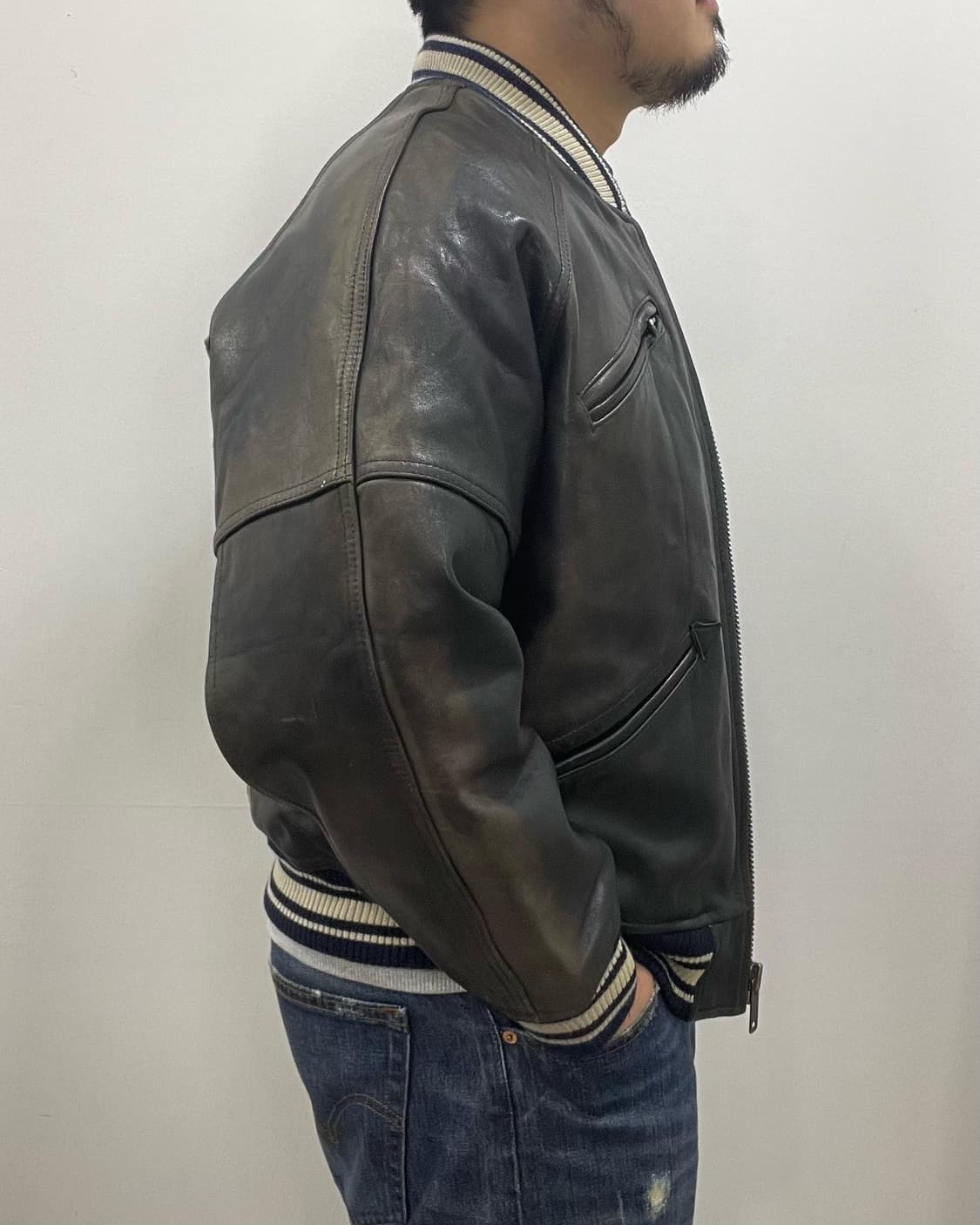 L~XL) 90s 아비렉스usa 스포츠 카우레더 자켓 상품이미지10