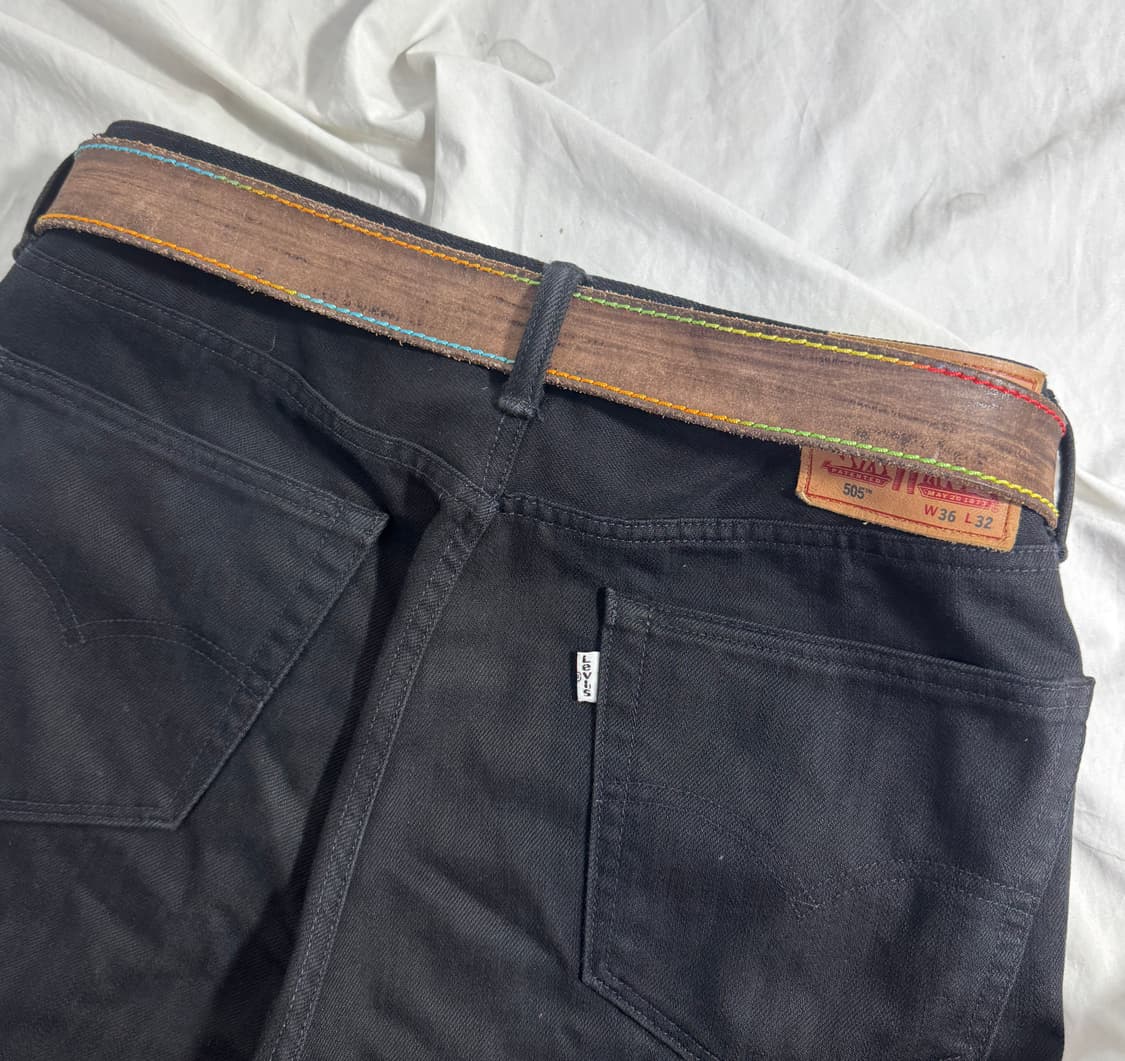 빈티지 핸드메이드 멀티컬러 스티치 플라워 레더 벨트 보헤미안 웨스턴 상품이미지2