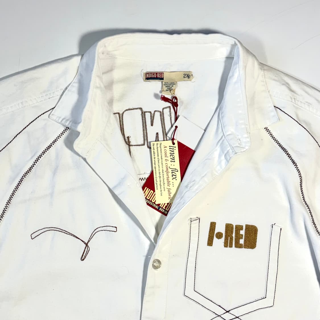 인디고 레드 오버핏 화이트 반팔셔츠 2XL 상품이미지5