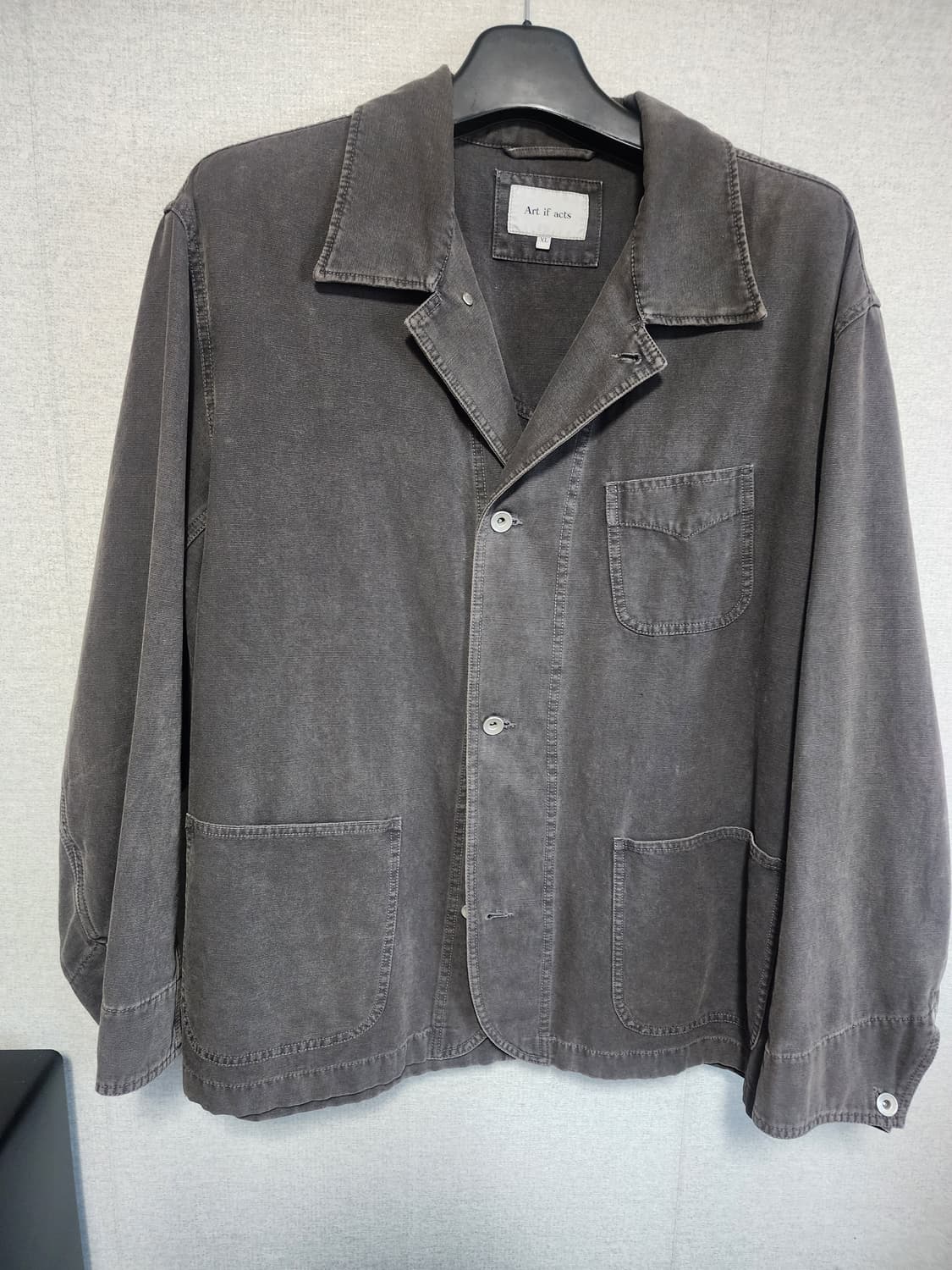 [XL] 아트이프액츠 가먼트 다이드 커버올 자켓 차콜 상품이미지2