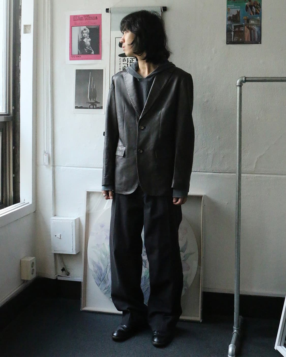 브라운 레더 블레이저  상품이미지1