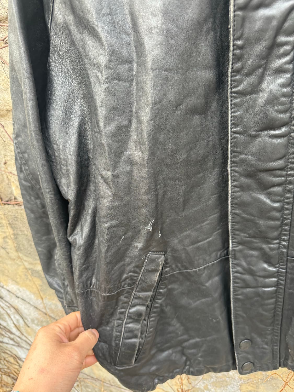 90s 노티카 빈티지 가죽 레더 카 코트 자켓 블랙 상품이미지5