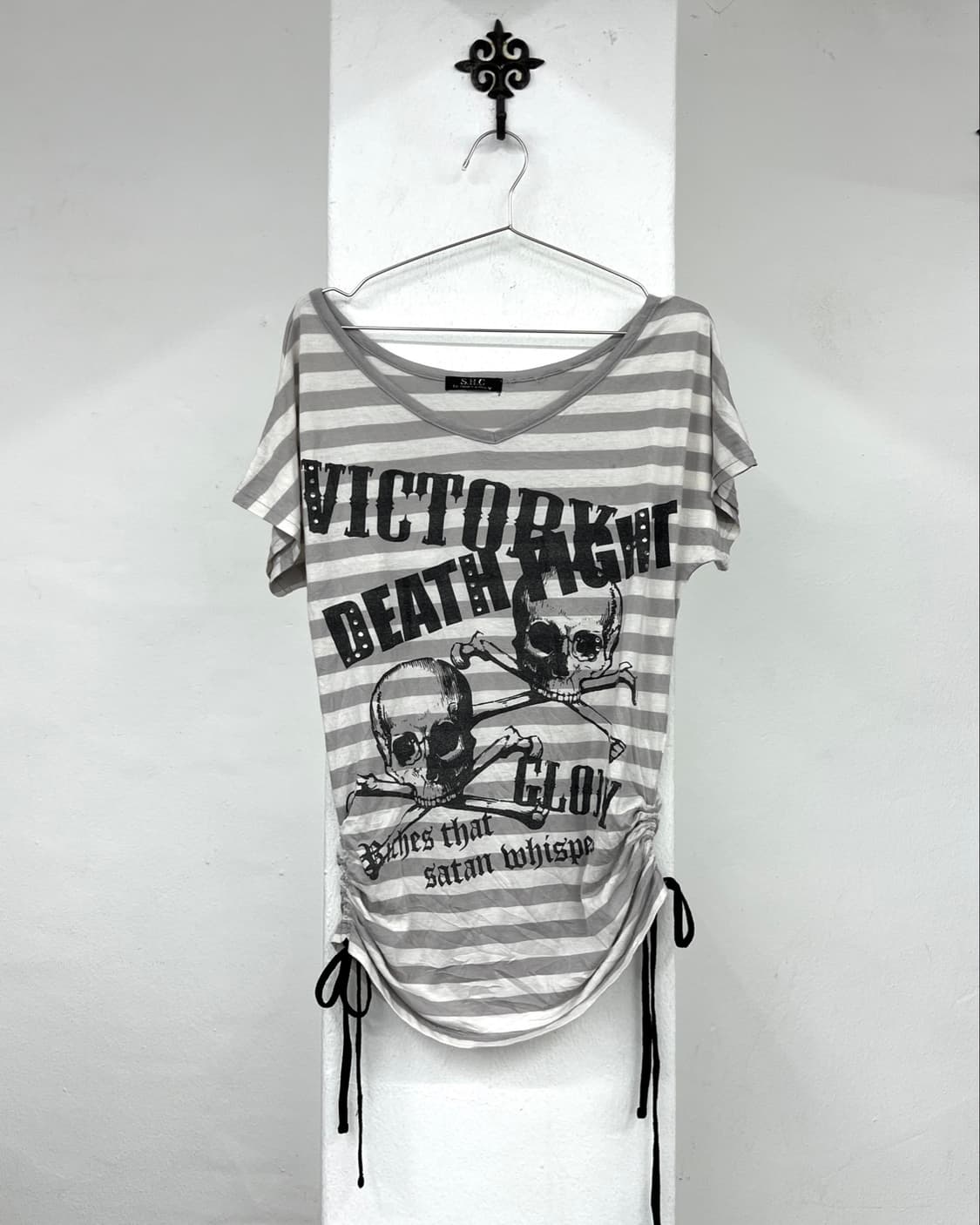 Stripe skull shirring detail short 상품이미지3