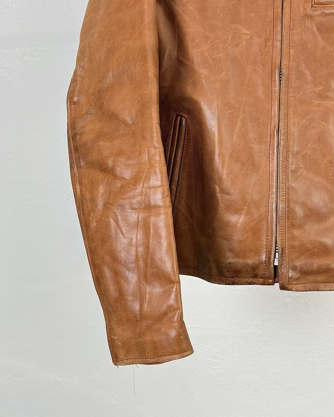 인디언 모터사이클 탠 카우레더 퀼팅 싱글 라이더 자켓 상품이미지4