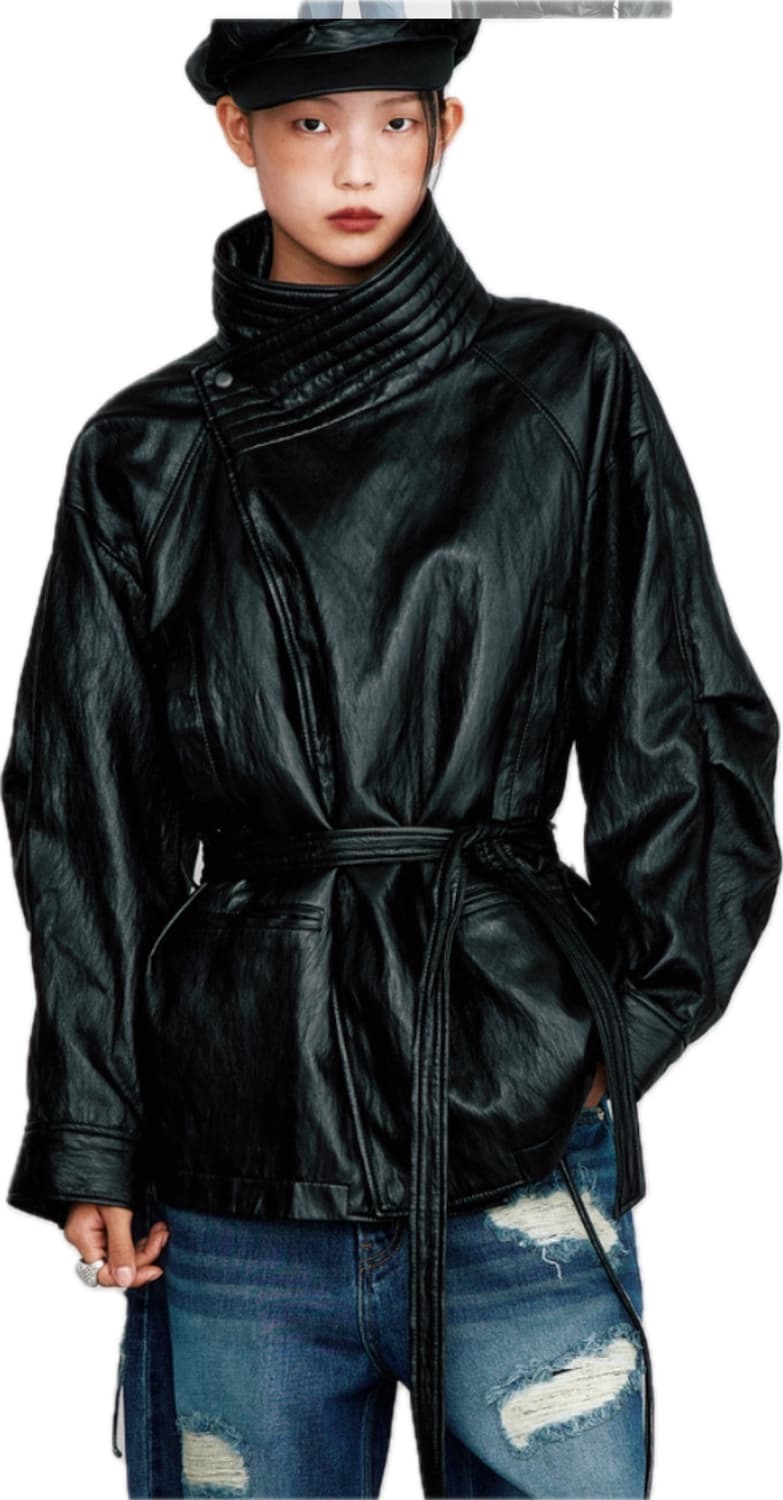 더일마 25fw 플루토 에코 레더 하프 코트 상품이미지1