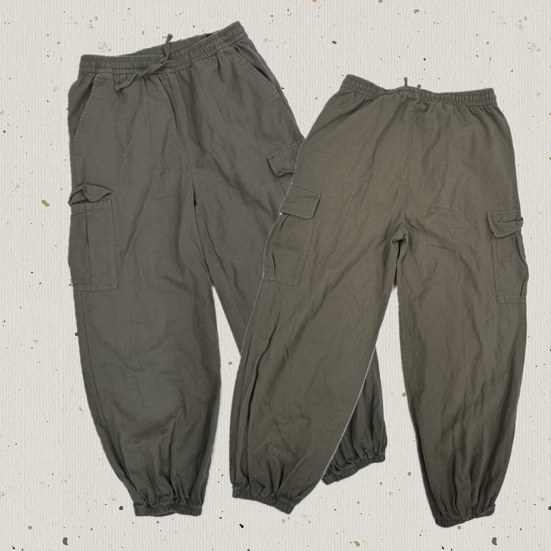 카키 브라운 펑크 카고 코튼 조거 팬츠 포켓 포인트 히피 에스닉  상품이미지1