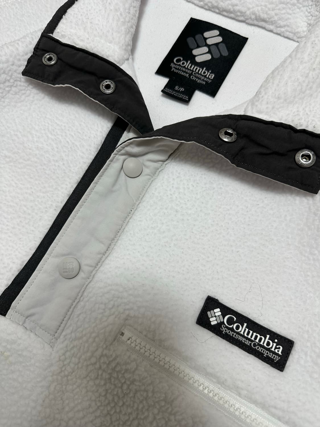 컬럼비아 흰색 반집업 플리스 상품이미지4