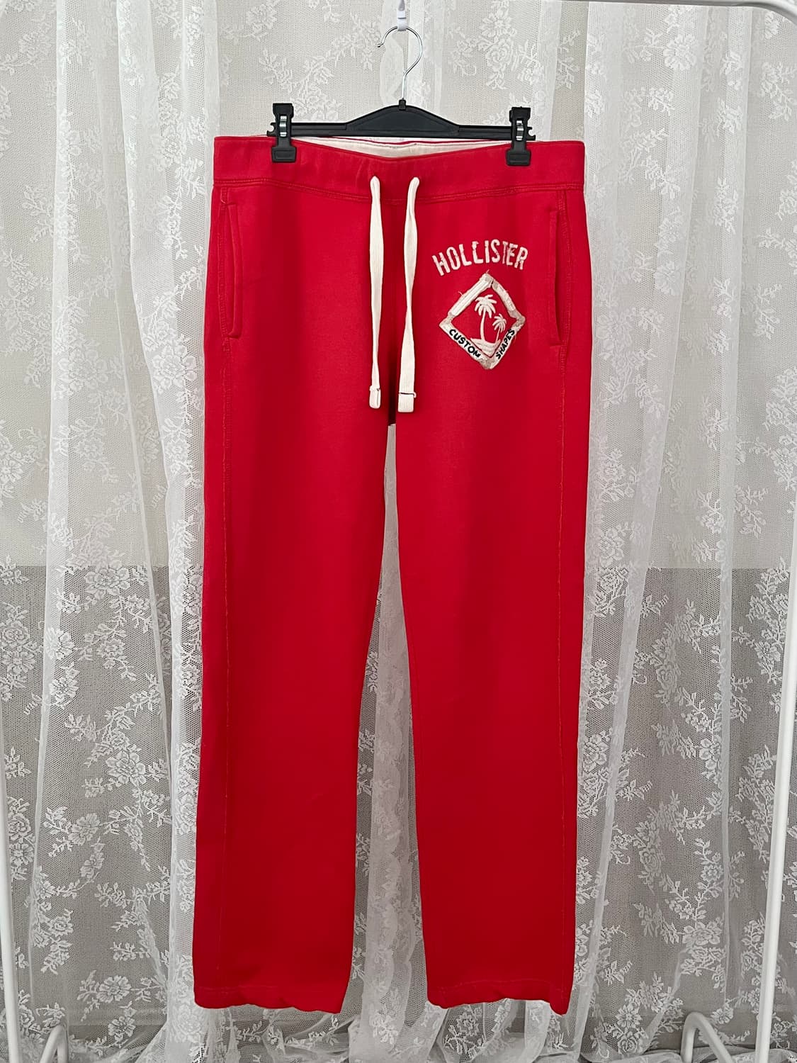 S) 홀리스터 기모 트레이닝 팬츠 레드 상품이미지1