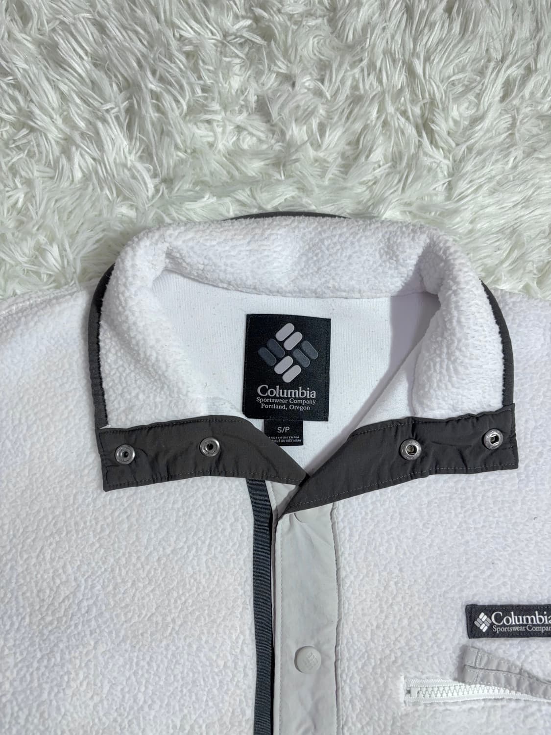 콜롬비아 화이트 후리스 반집업  상품이미지7