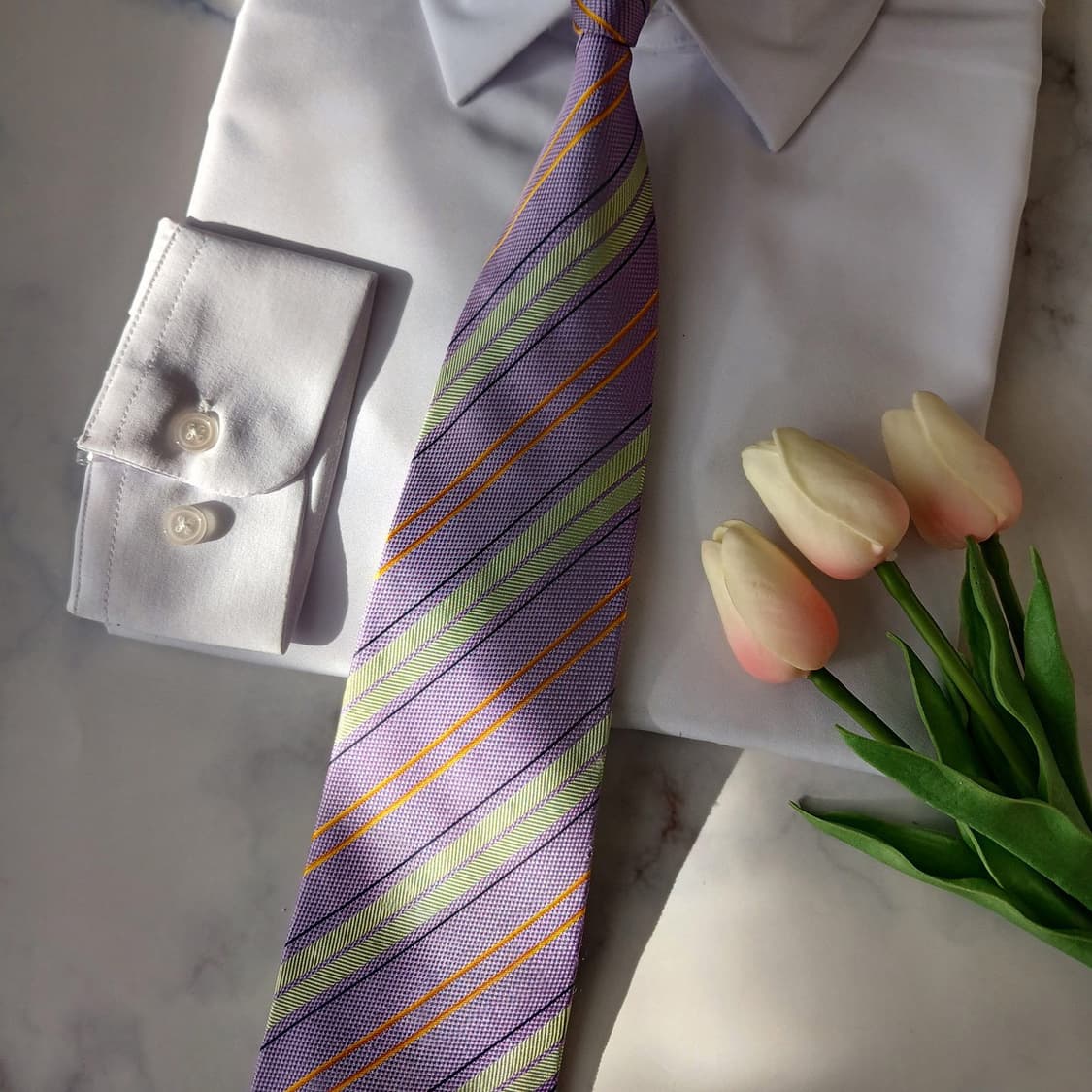 트루사르디 실크 바이올렛 스트라이프 넥타이 9cm A등급 A19655 상품이미지6