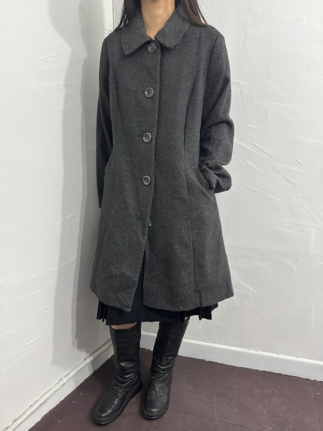 gray button coat 상품이미지6
