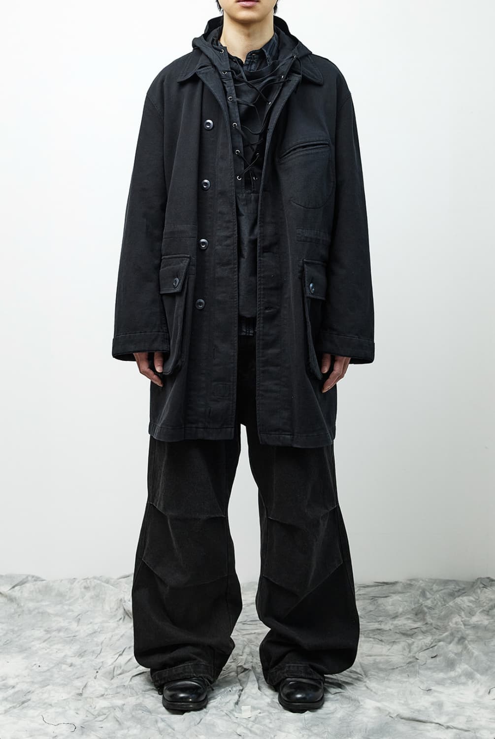 [S] Mil Coat Black 해칭룸 밀코트 블랙 상품이미지1