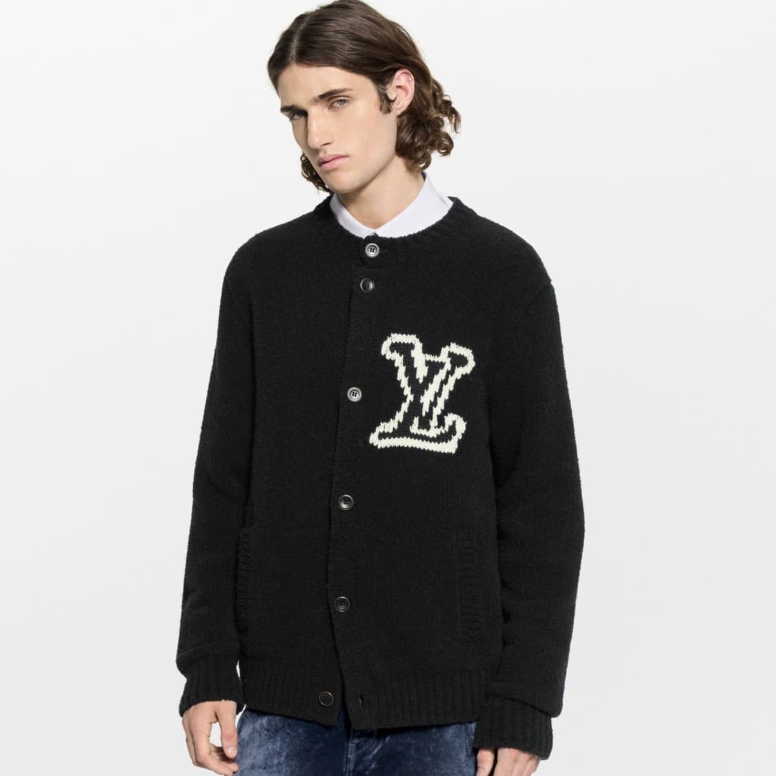 [새상품/2XL] 25FW 루이비통 청키 인타르시아 니트 가디건 블랙 상품이미지9