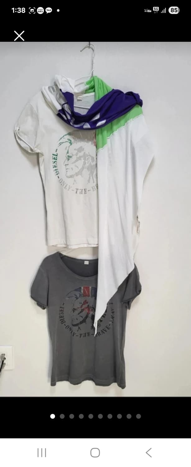 디젤 화이트 시그니처 프린터 티셔츠 면100%44-66 상품이미지5