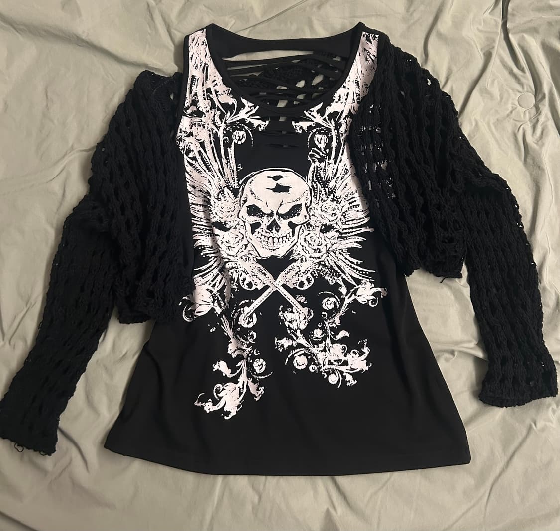 펑크 나시 그물 가디건 상품이미지1