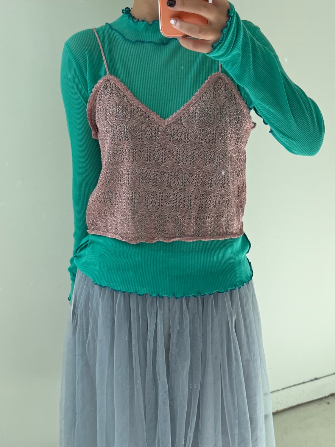 일본빈티지 핑크 레이어드 뷔스티에 탑 상품이미지1