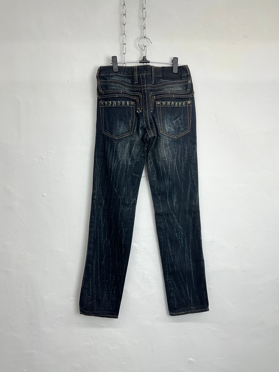 Distressed Stud Detail Dark Indigo Denim 상품이미지4