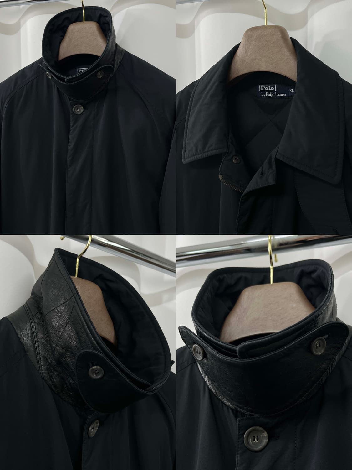 폴로 랄프로렌 카우레더 블랙 발마칸 구스 다운 코트 자켓 상품이미지4
