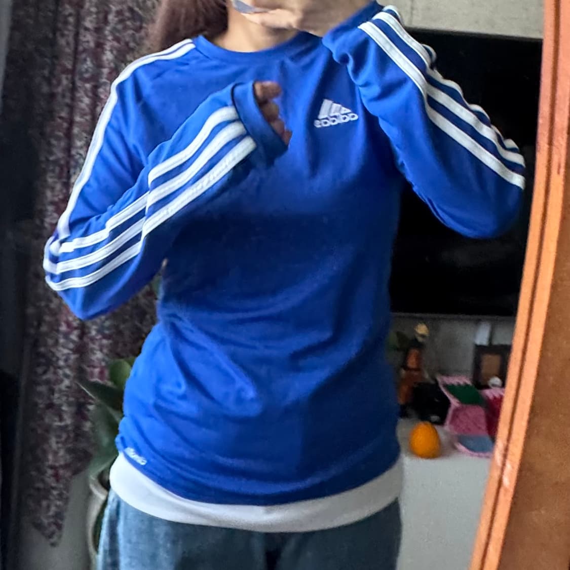 아디다스 블루 삼선 기능성 티셔츠 90 상품이미지1