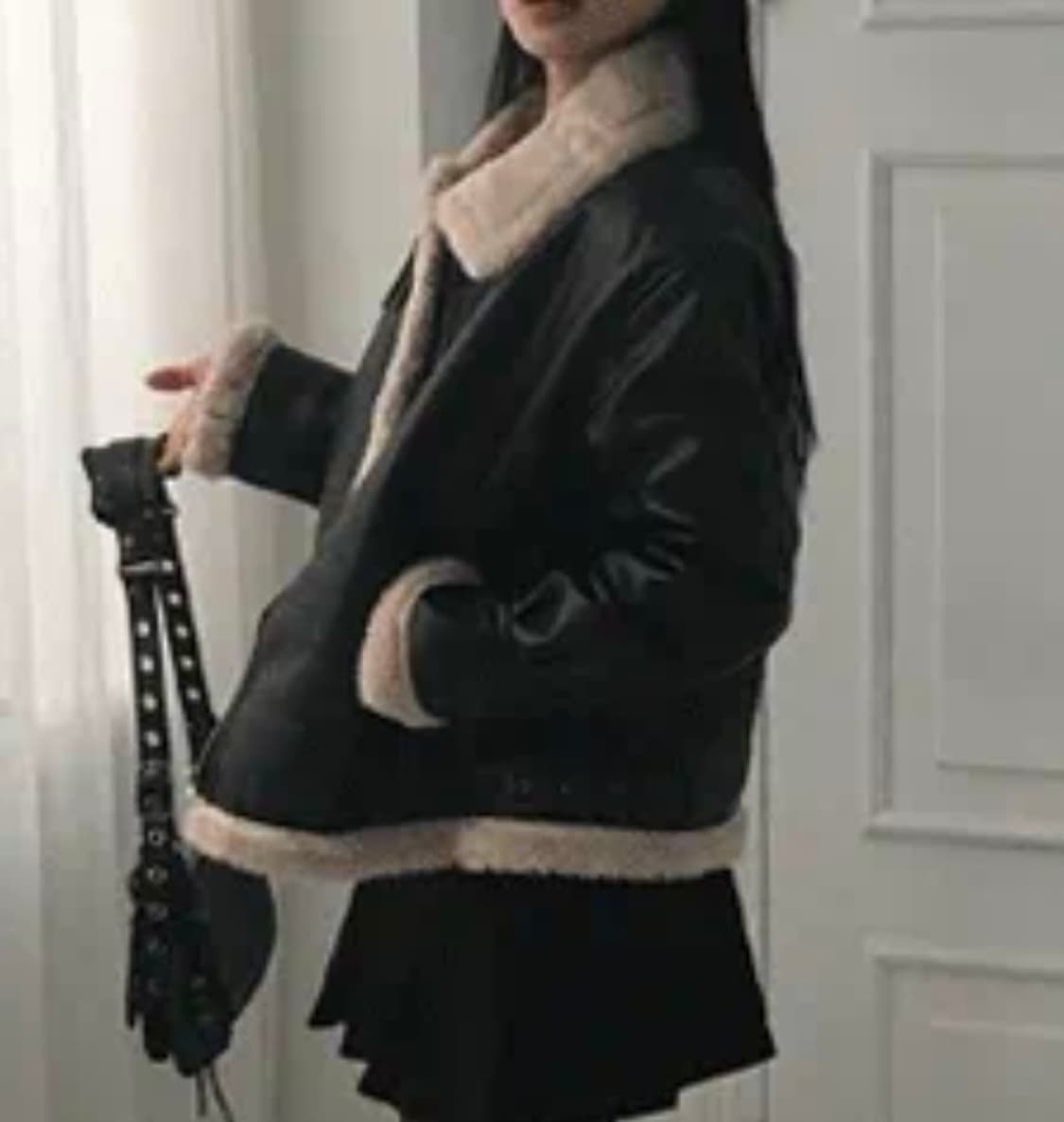 핀터 버클 하이넥 레더 무스탕 상품이미지2