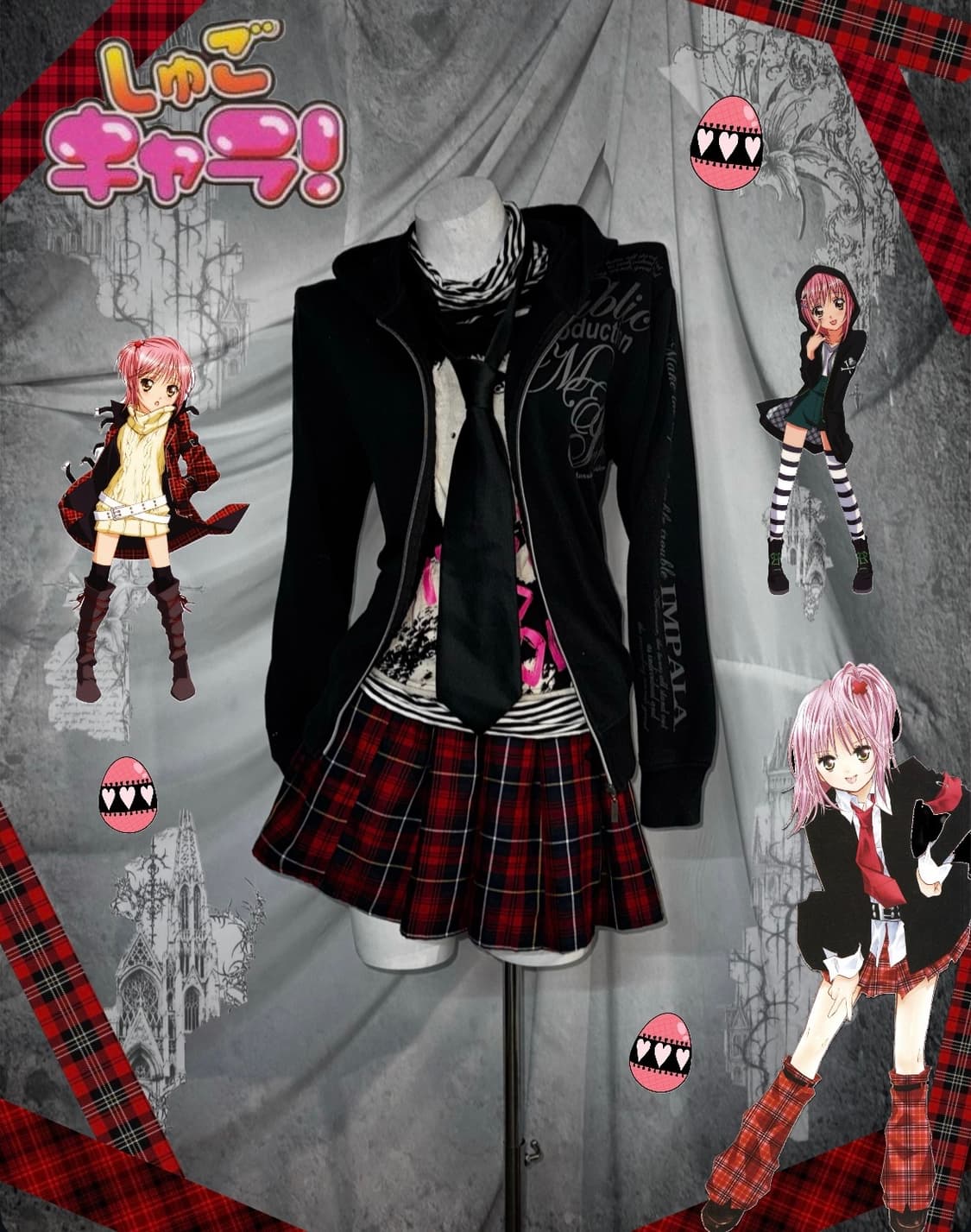 캐캐체 아무깔 펑크 디그딥 레드체크 코디세트 상품이미지1