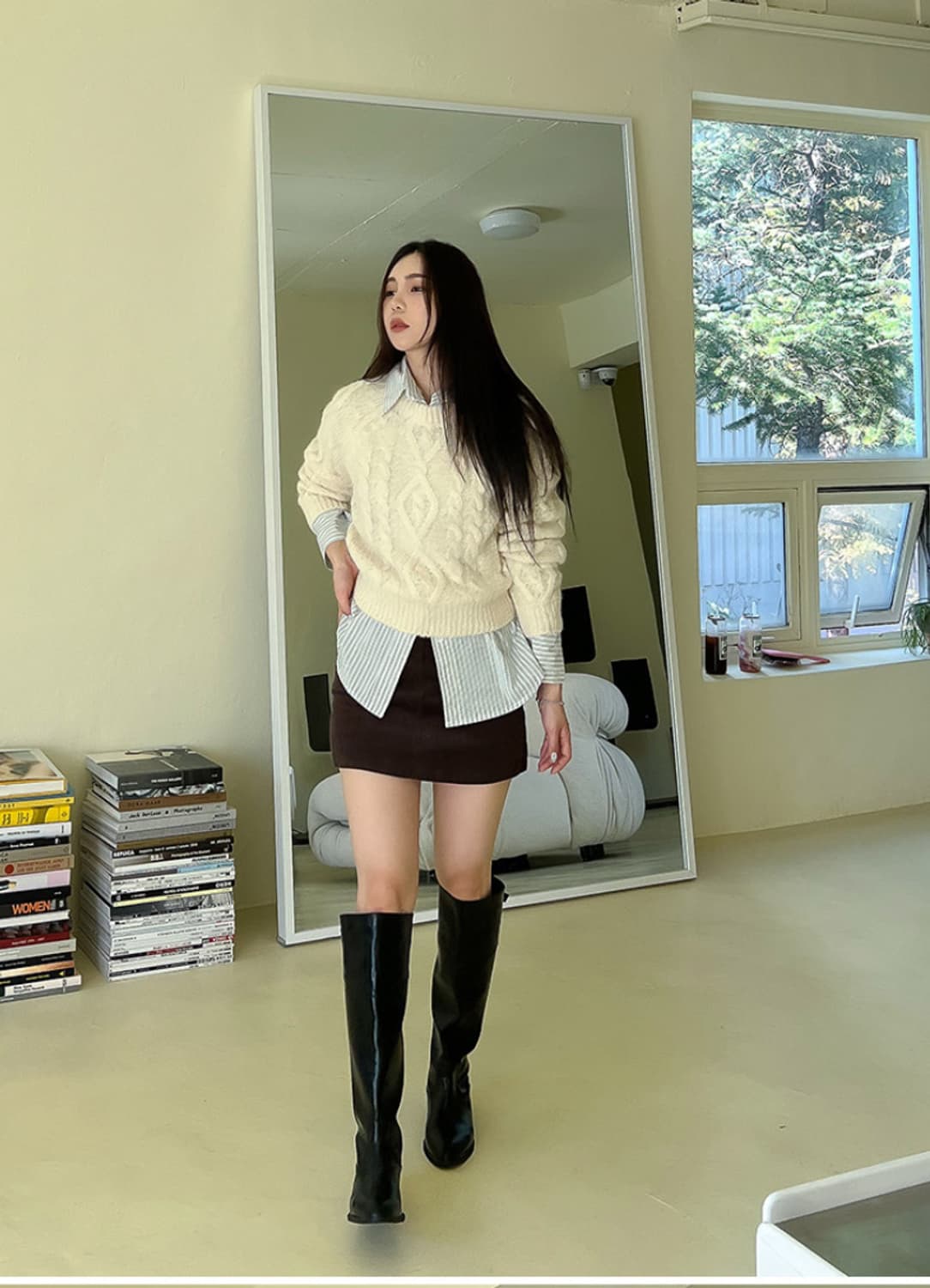 코듀로이 미니스커트(블랙 컬러) 상품이미지2