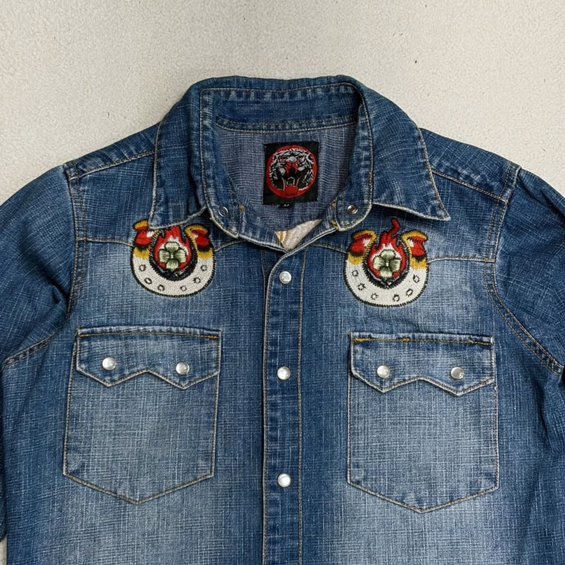 WESTERN DENIM BANK 패치 데님 셔츠 M 상품이미지3