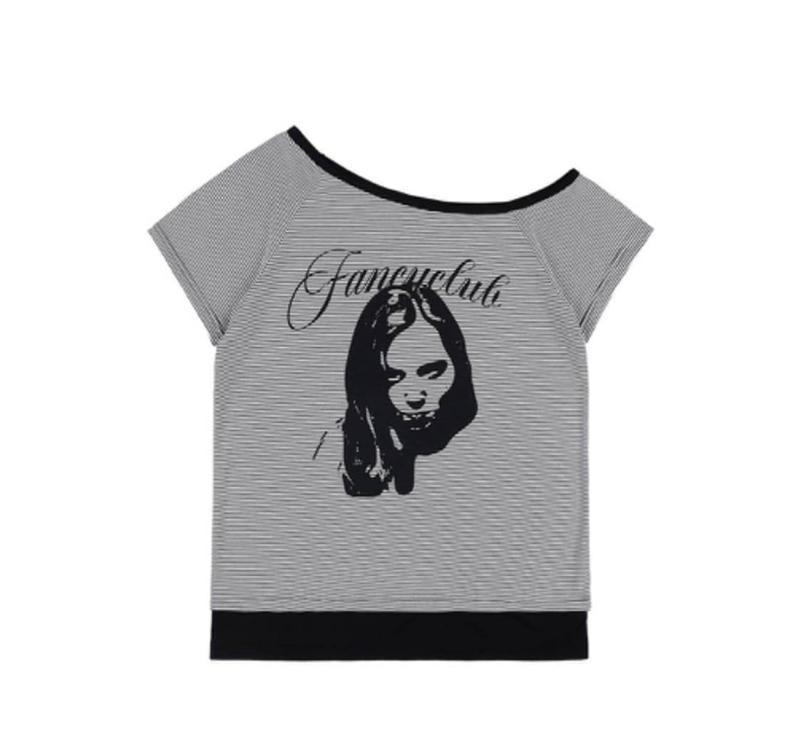 Fancyclub 팬시클럽 원숄더 스트라이프 반팔티셔츠 상품이미지1