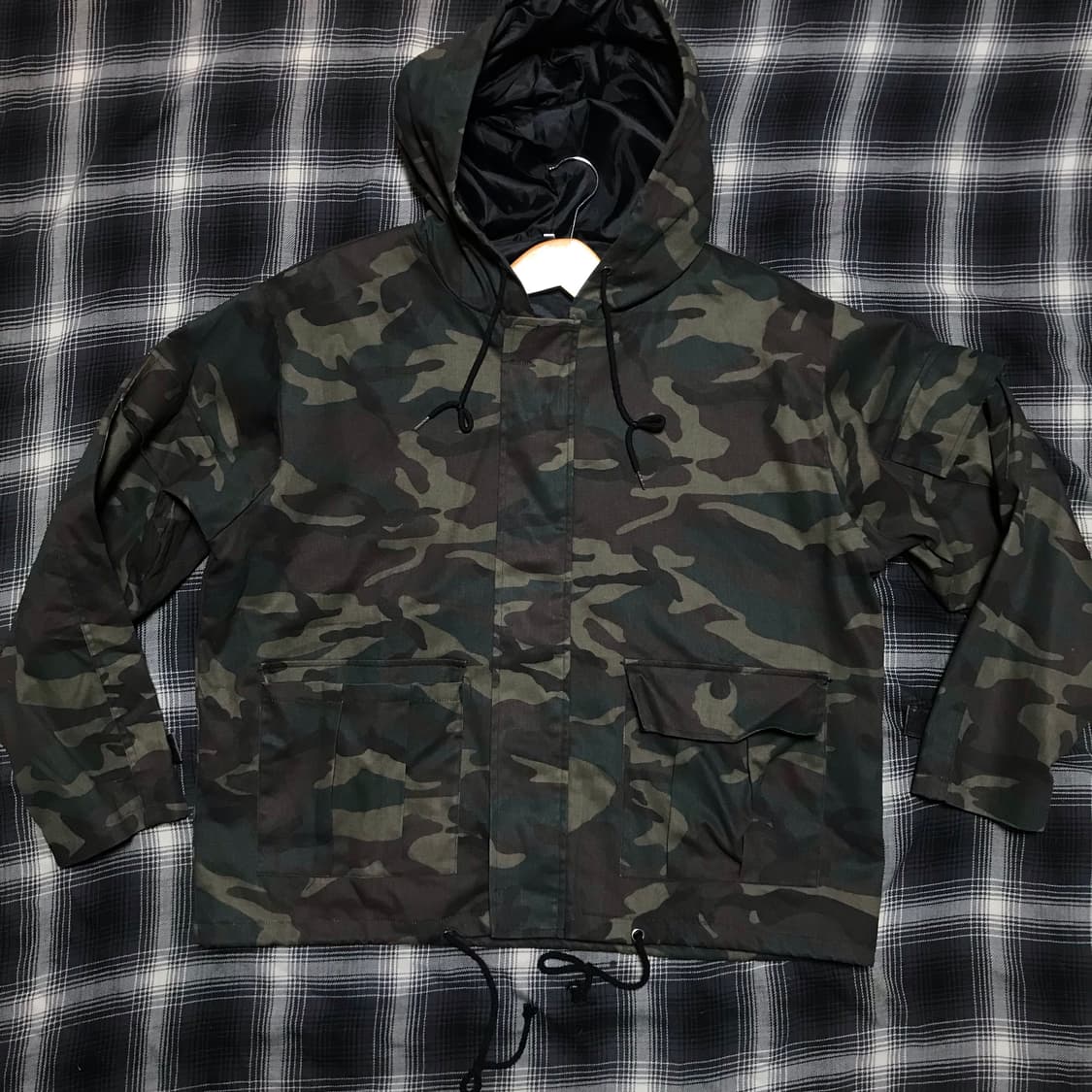 재팬 밀리터리 우드랜드 아미 카모 후드 오버핏 자켓 상품이미지1