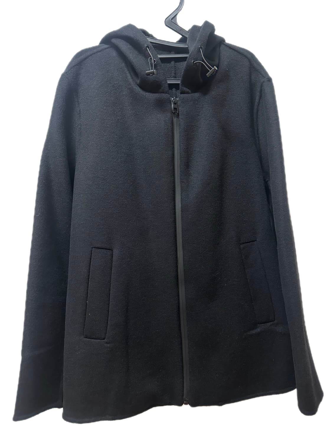 (새상품) 블랙 후드 집업 울90 코트 자켓 남녀공용 상품이미지1