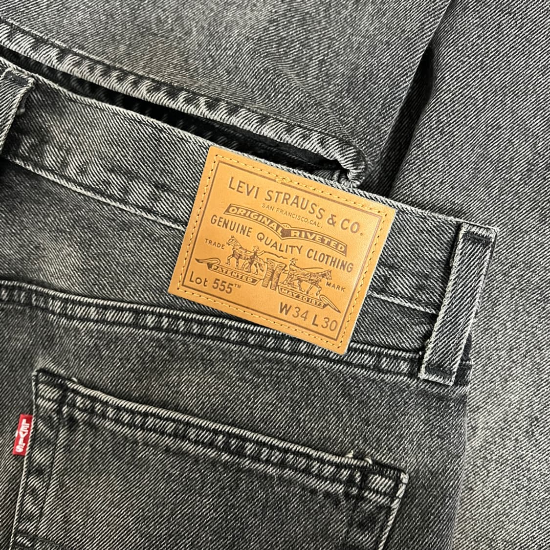 리바이스 프리미엄 555 빅E 흑청 데님 팬츠 34 상품이미지4