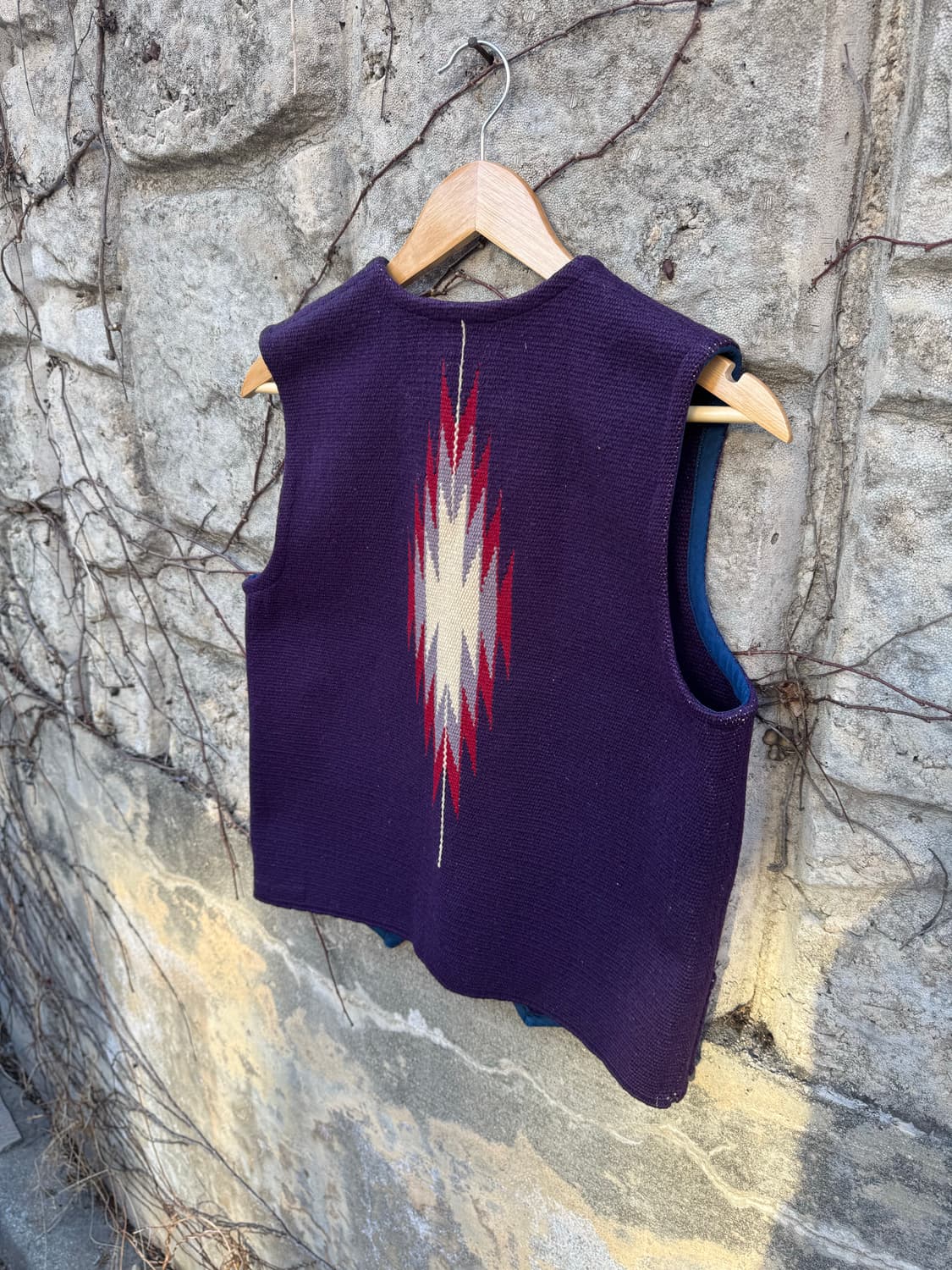 70~80s 빈티지 개인 위버 핸드 우븐 울 오르테가 치마요 베스트 조끼 상품이미지4