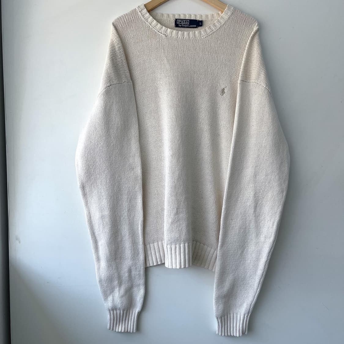 폴로 랄프로렌 기본 포니 아이보리 코튼 니트 상품이미지2