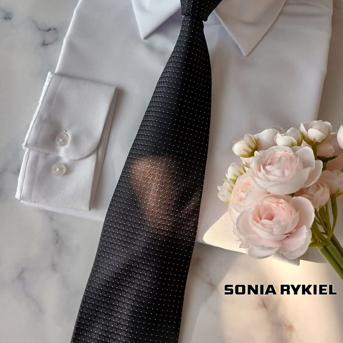 소니아리키엘 실크 블랙 미세 패턴 넥타이 9.5cm A+등급 A19144 상품이미지1