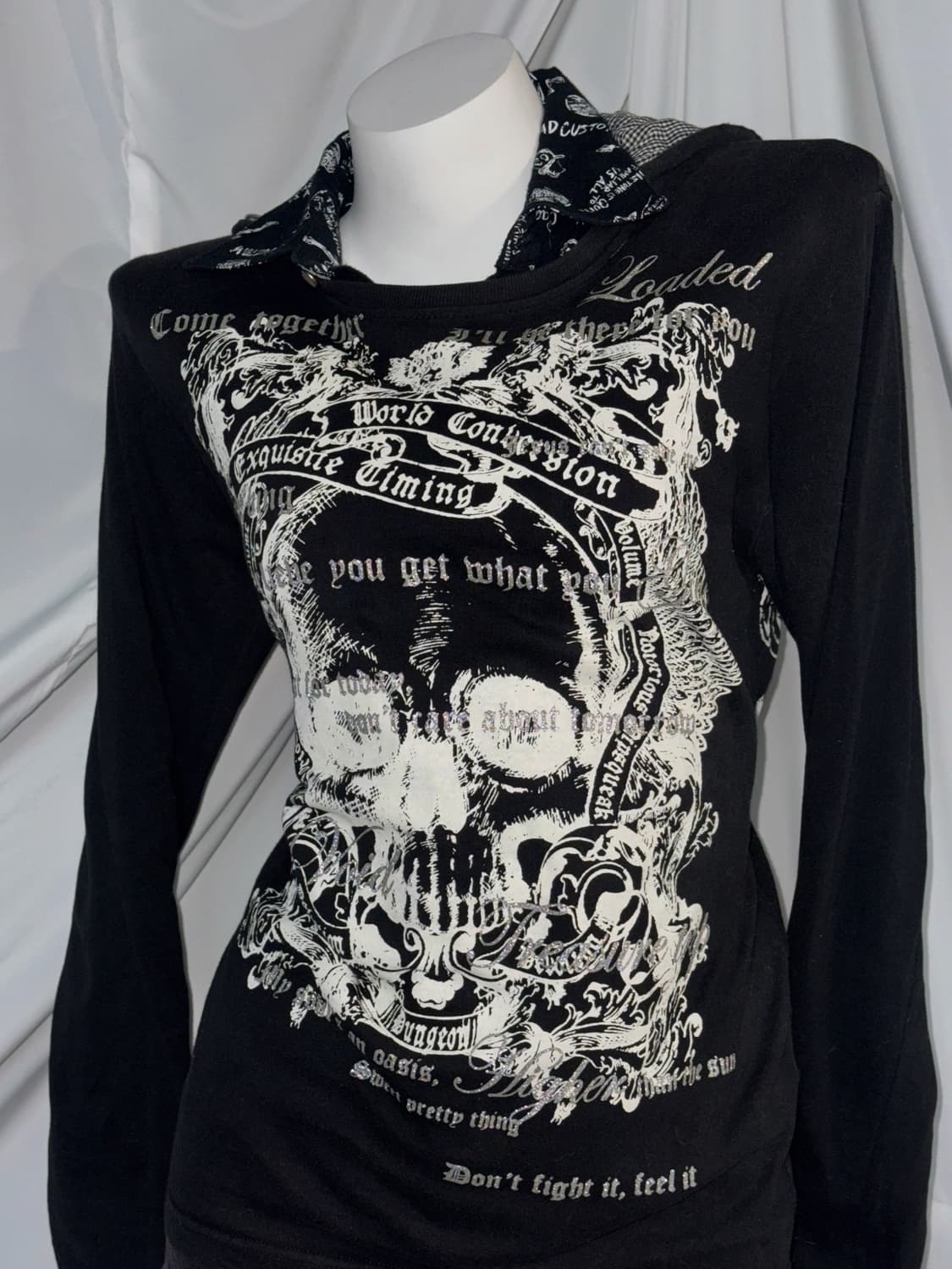 밴슨깔 해골 디테일 자수 펑크 프린팅 코디세트 상품이미지5