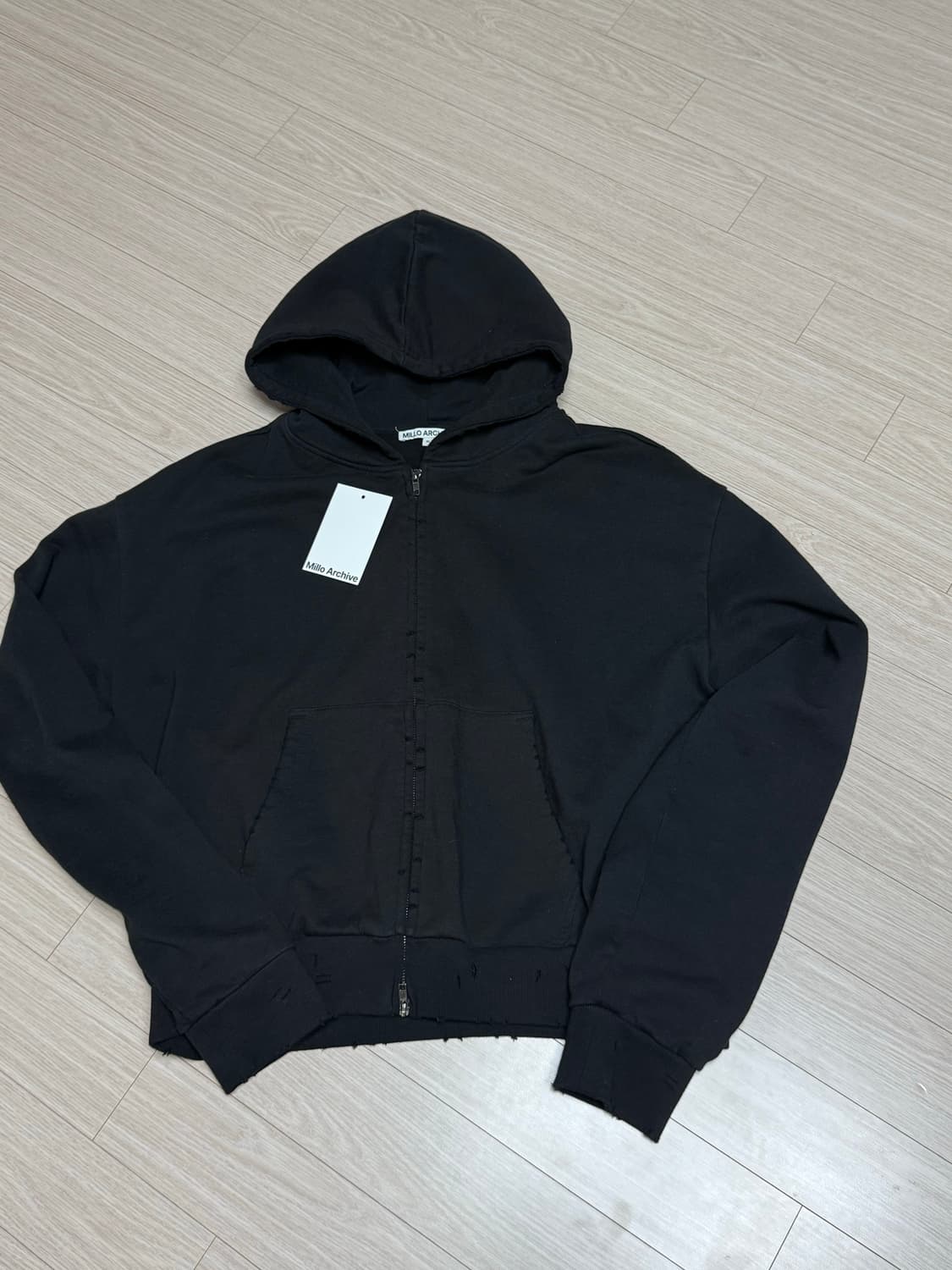 밀로 아카이브 데미지 쇼트 후디 집업 블랙 XL 상품이미지1