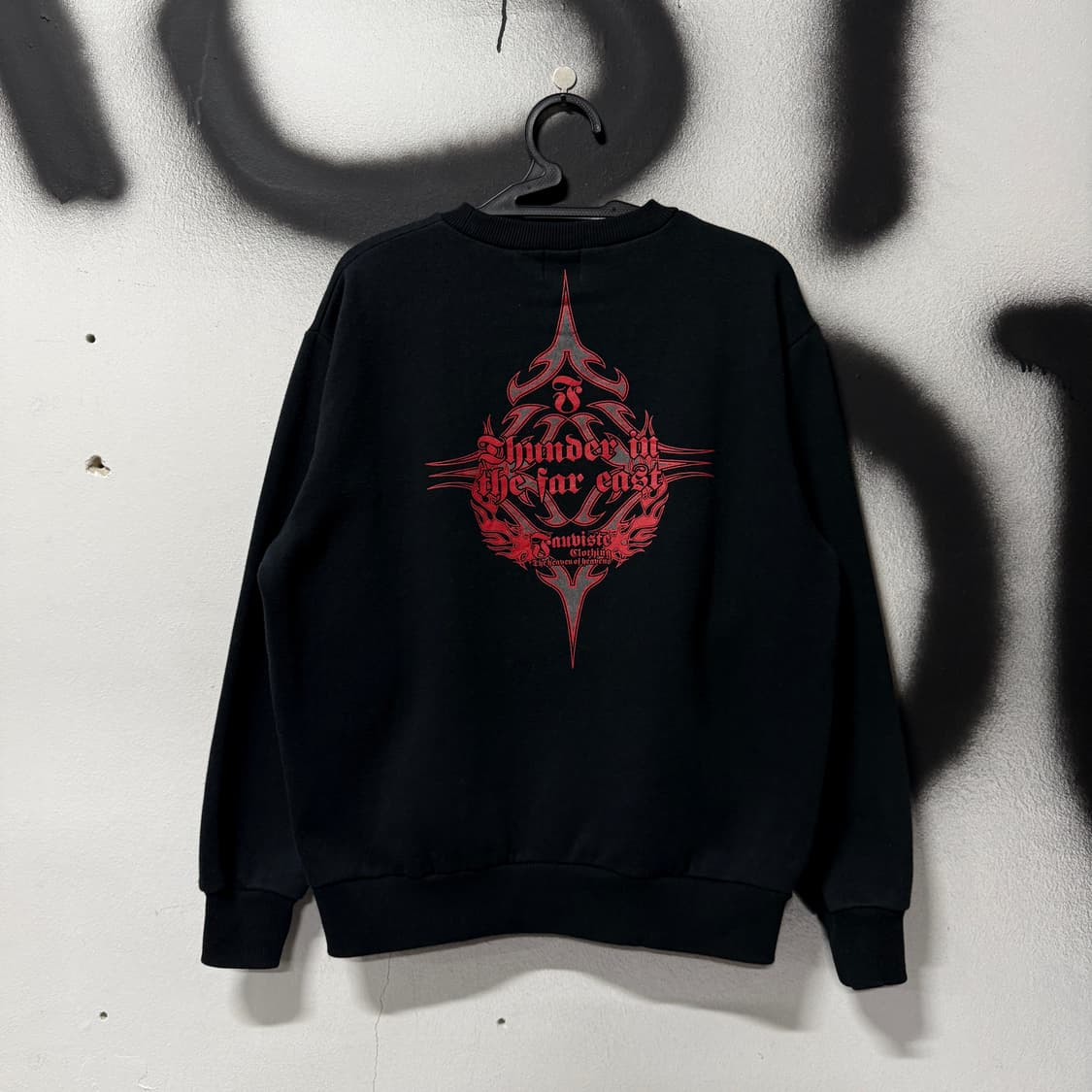 PXR 멀티 프린팅 펑크 스타일 스웻 셔츠 블랙 상품이미지2